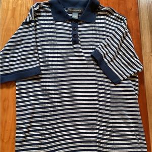 Navy striped knit polo